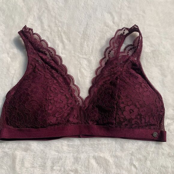 Lucky Brand Other - Lucky Brand Burgundy Lace Bralette Size L Lightly Padded